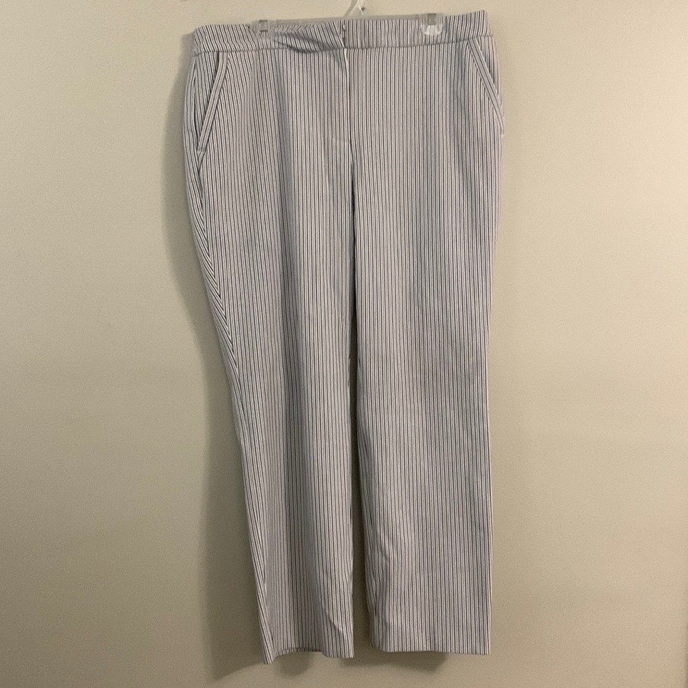 Chico’s blue/gray/white striped pants
